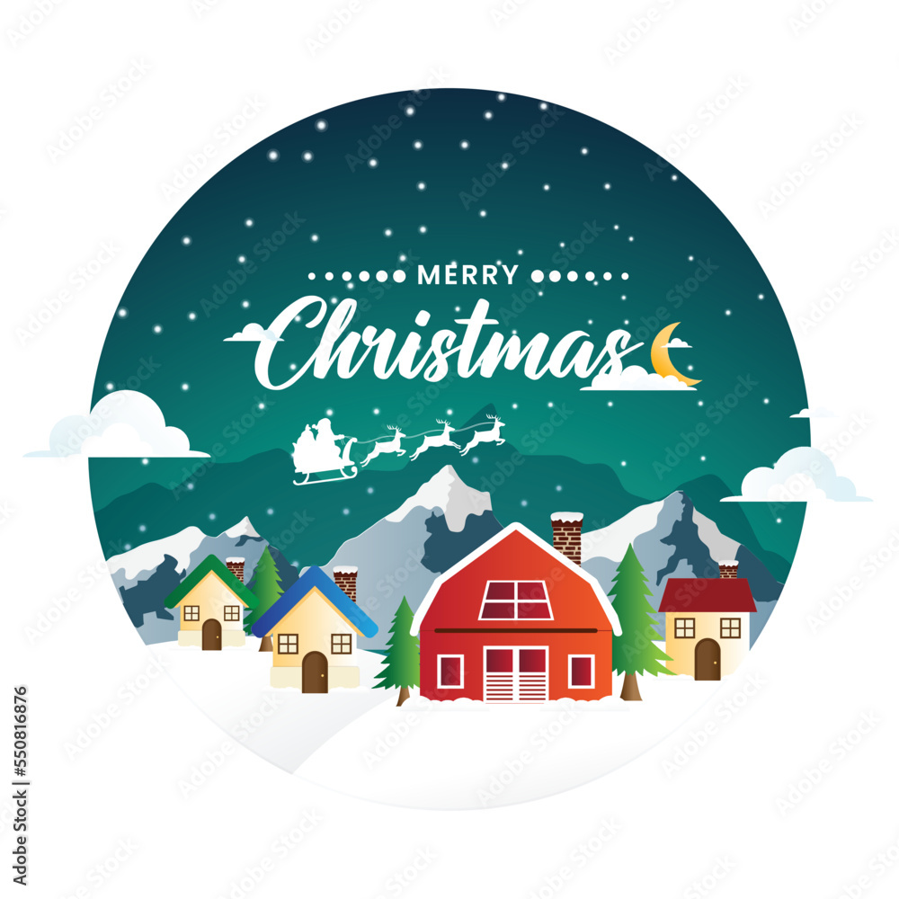 Christmas winter landscape. Christmas festive poster design