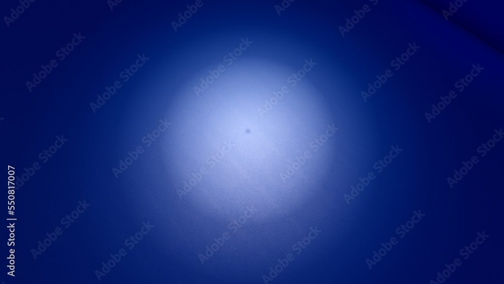 Blank blue display on blue background with minimal style and spot light. Blank stand for showing product. 3D rendering.