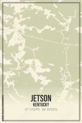 Retro US city map of Jetson, Kentucky. Vintage street map. photo