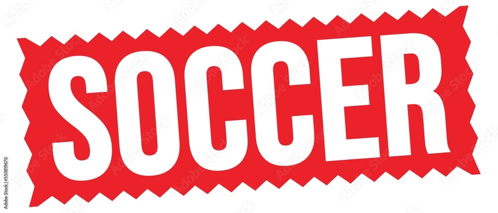 SOCCER text written on red stamp sign. SOCCER text written on red stamp sign.