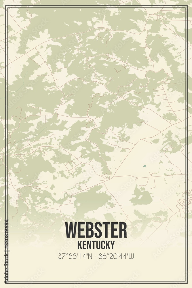 Retro US city map of Webster, Kentucky. Vintage street map.