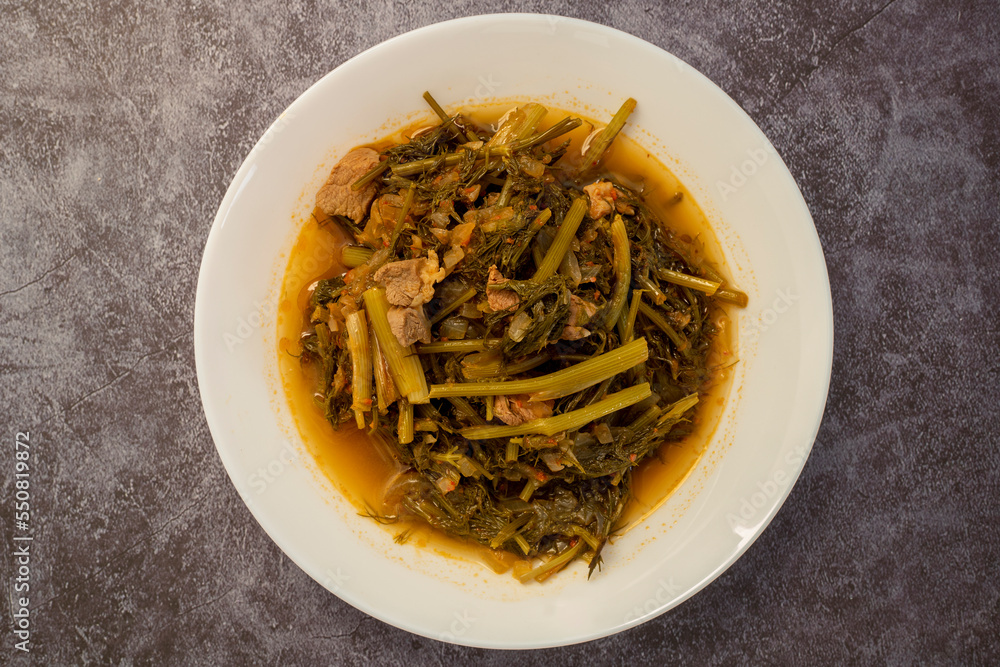 Mediterranean cuisine , vegetarian food , favorite food of Muğla region , ( Malva sylvestris )Roasted Hibiscus Mediterranean cuisine , vegetarian food , favorite food of Muğla region , ( Malva sylvestris )Roasted Hibiscus