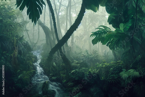 Jungle background. Tropical jungle palm leaves Tree Ferns in Tarra Bulga National Park, Balook, Victoria, Australia photo