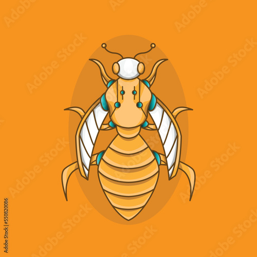 beautifull wasp mascot logo icon with theme cyborg robot mecha 