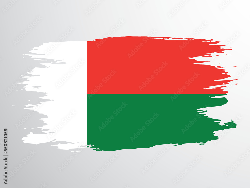 Flag of Madagascar hand drawn by brush Flag of Madagascar hand drawn by brush
