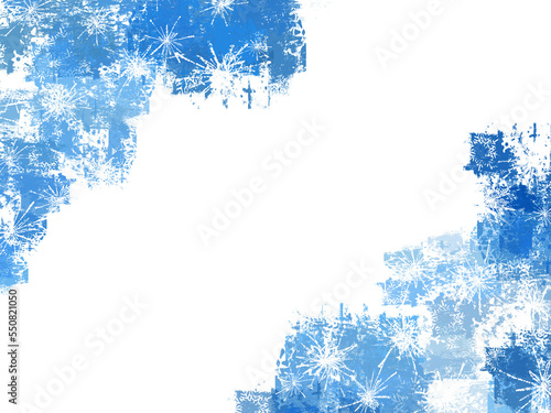 Christmas background overlay, white snowflakes on blue grunge texture, overlay frame decoration, frozen ice season weather