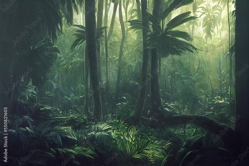 Jungle background. Tropical jungle palm leaves Tree Ferns in Tarra Bulga National Park, Balook, Victoria, Australia