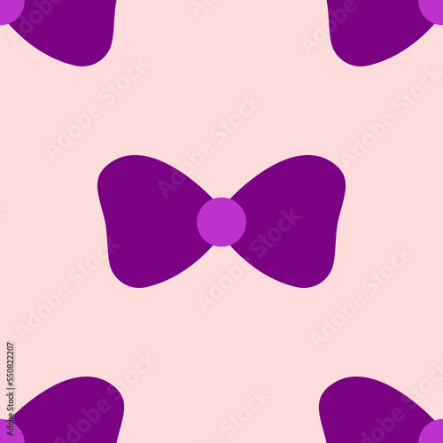 Repeating seamless vector pattern of big violet bow on beige background