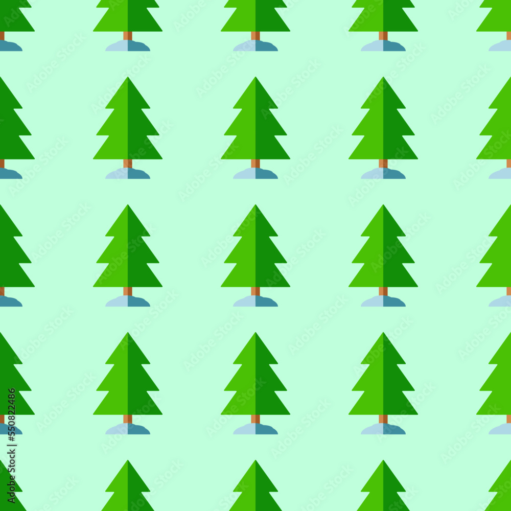 Vector seamless pattern of vibrant green fir suitable for wrapping, wallpapers, postcards. Winter and nature concept