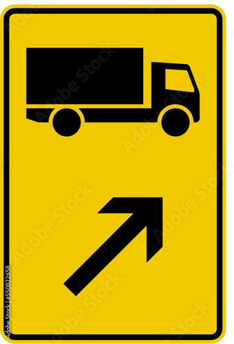  Mentioned vehicle classes must arrange in their appropriate lanes. 1. Arrange in the left lane. 2. Arrange in the right lane. , Detour Signs, road signs Germany