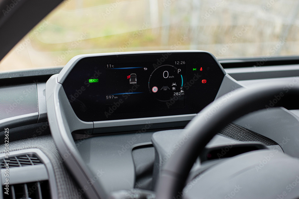 Modern EV car dashboard 