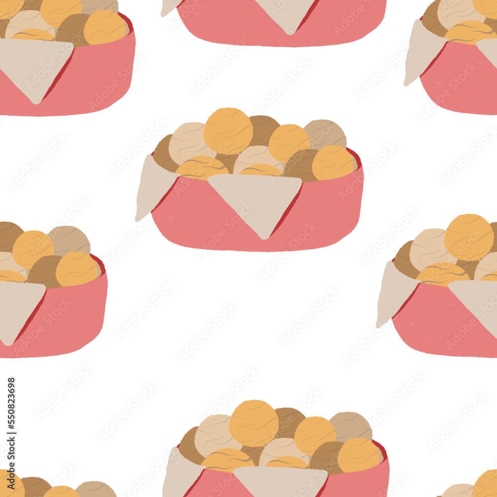 Seamless pattern Pile of Brazilian Cheese Bread