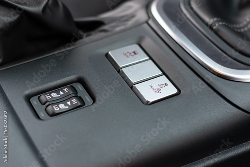 Detailed view of buttons in modern sport car 