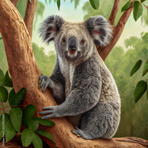 koala bear in tree generative ai illustration