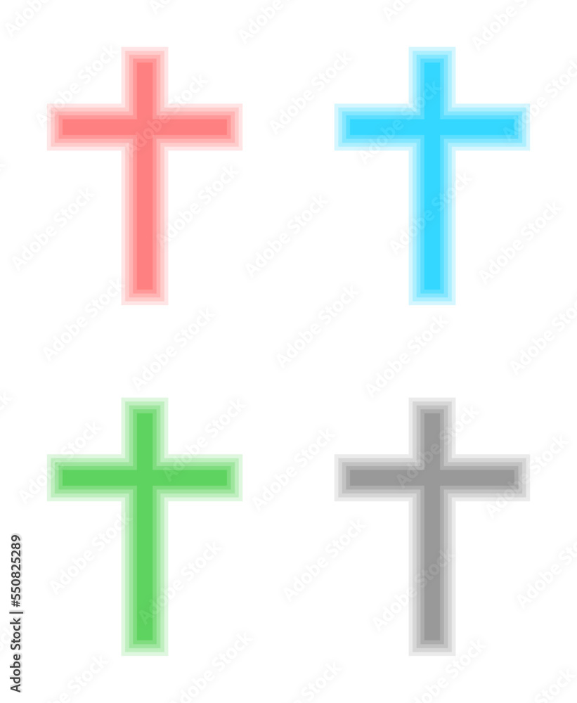 christian cross icon in 4 colours - vector christian cross icon in 4 colours - vector