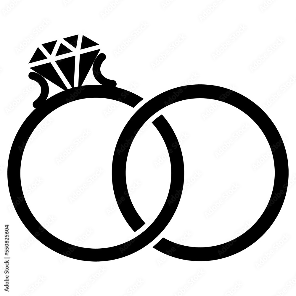 Símbolo anillo de bodas. Icono aislado anillo con diamante y anillo Símbolo anillo de bodas. Icono aislado anillo con diamante y anillo