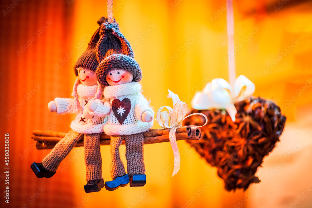 Salzburg, Austria - Winter traditional dolls ornaments for Christmas Tree, Christkindlmarkt