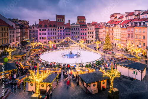 Warsaw, Poland - Christmas Market in Ryenek Square, downtown. photo