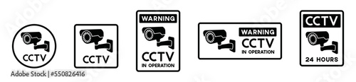 CCTV security surveillance cameras vector icon set. Security camera or security cam in the circle and square sign for apps or websites, symbol illustration.