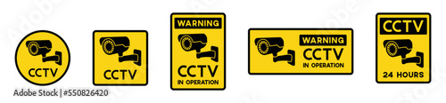 CCTV security surveillance cameras vector icon set. Security camera or security cam in the circle and square sign for apps or websites, symbol illustration.