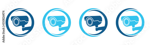 CCTV security surveillance cameras vector icon set. Security camera or security cam flat in generic circle sign for apps or websites, symbol illustration.
