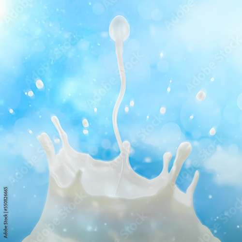 3D Rendering of Sperm Burst Out of Thick White Liquid Semen © coward_lion