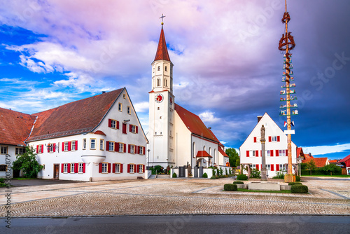 Obraz na płótnie Tussenhausen, Bavaria. Romantic Road beautiful city in Germany. w salonie