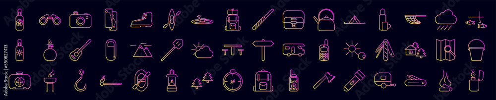 Camping web nolan icons collection vector illustration design Camping web nolan icons collection vector illustration design
