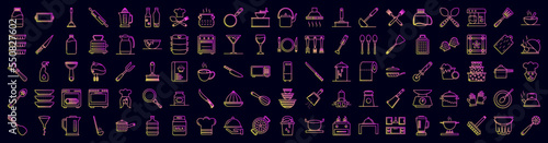 Kitchen utencils nolan icons collection vector illustration design
