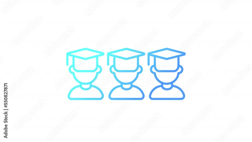 Animated students gradient icon. Group of scholars with mortarboards. Graduation ceremony. Seamless loop HD video with alpha channel on transparent background. Outline motion graphic animation Animated students gradient icon. Group of scholars with mortarboards. Graduation ceremony. Seamless loop HD video with alpha channel on transparent background. Outline motion graphic animation