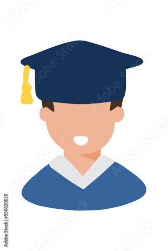 The avatar of the graduate. Student icon. Vector illustration in a flat style, isolated on a white background.