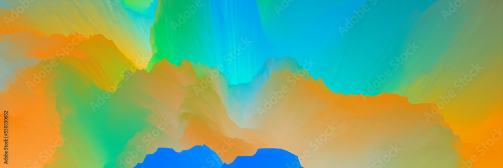 Magical world. Landscape of surreal clouds. Abstract fantasy background. 3d illustration