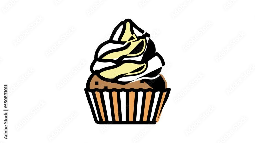cupcake food dessert color icon animation cupcake food dessert color icon animation