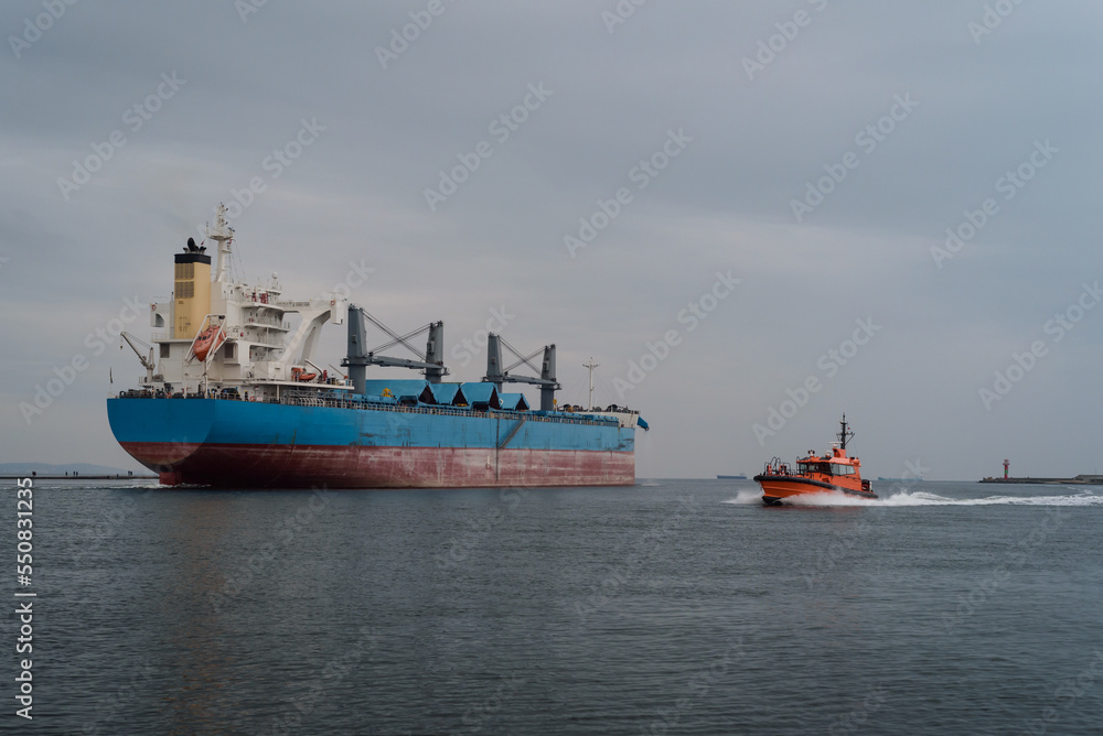 MARITIME TRANSPORT -  Bulk carrier sails from the port to sea