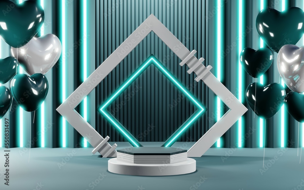 3D render of Podium background in blue tones for displaying cream products. cosmetics 3D render of Podium background in blue tones for displaying cream products. cosmetics