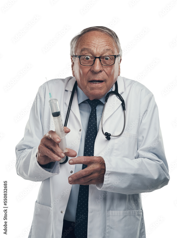 PNG shot of an elderly male doctor holding a syringe for injection in a studio against a grey background PNG shot of an elderly male doctor holding a syringe for injection in a studio against a grey background
