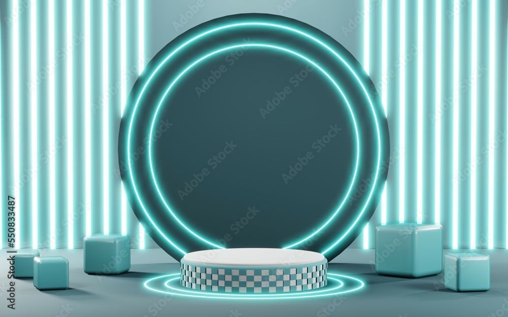 3D render of Podium background in blue tones for displaying cream products. cosmetics 3D render of Podium background in blue tones for displaying cream products. cosmetics