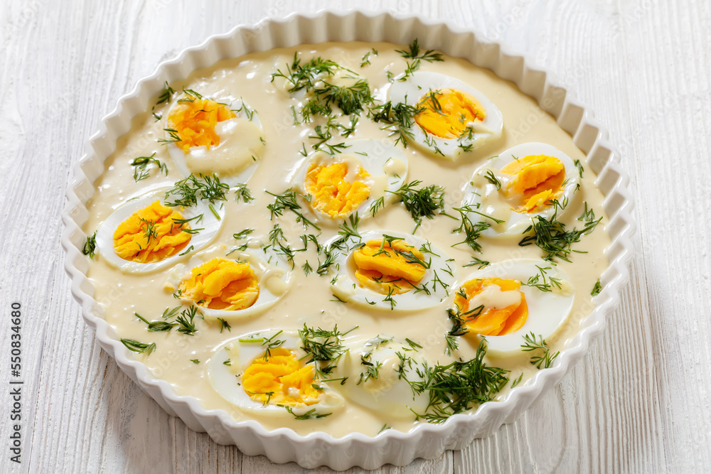 Senfeier, hard boiled eggs in creamy mustard sauce Senfeier, hard boiled eggs in creamy mustard sauce