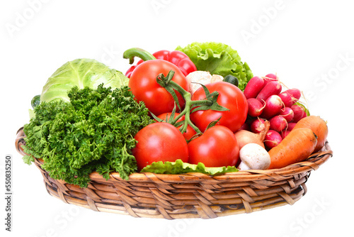 Basket of vegetables isolated