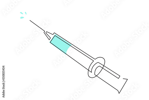 Syringe for injections,one line art,continuous drawing contour.Coronavirus vaccination,health care injection,blood sampling for laboratory analysis.Medical concept.Editable stroke.Isolated.Vector © Ольга Фурманюк
