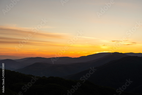 Sunset in mountains  summer landscape