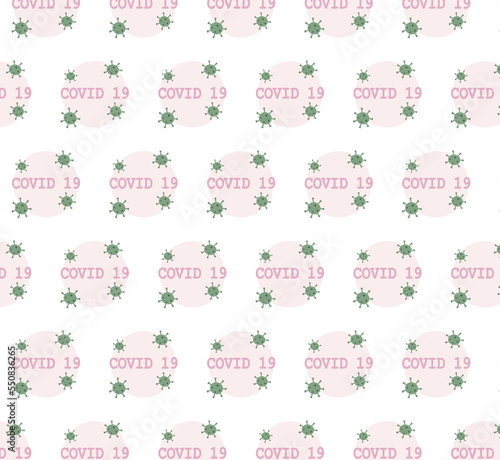 seamless pattern with covid 19 sign and bacteria illistration