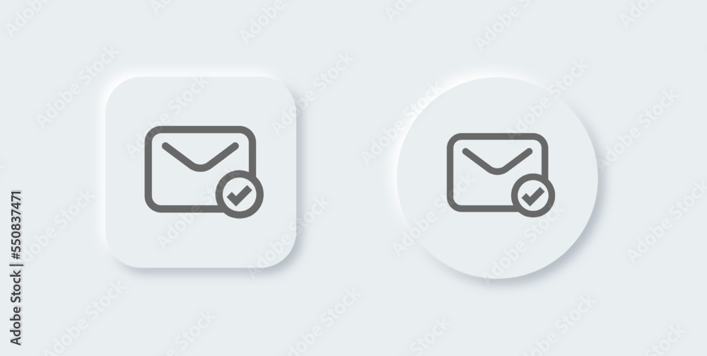 Sent message line icon in neomorphic design style. Completed signs vector illustration. Sent message line icon in neomorphic design style. Completed signs vector illustration.