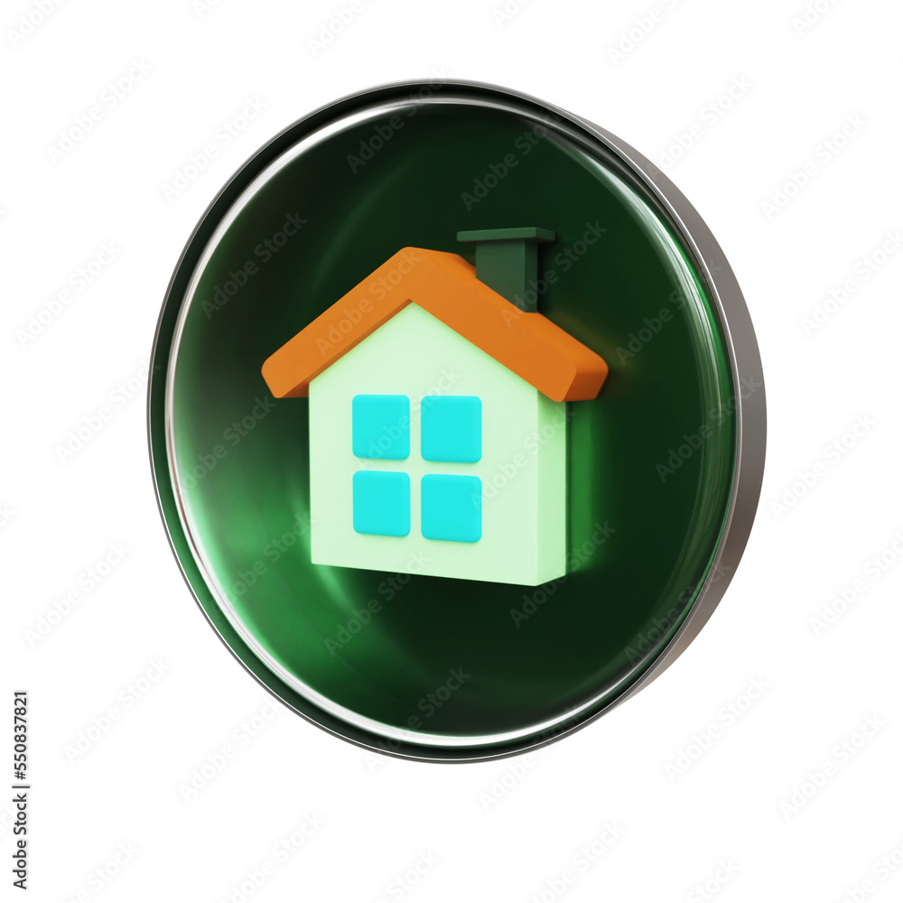 green circle home button symbol icon 3d render design green circle home button symbol icon 3d render design