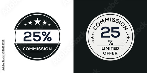 25% Commission limited offer, Vector label.