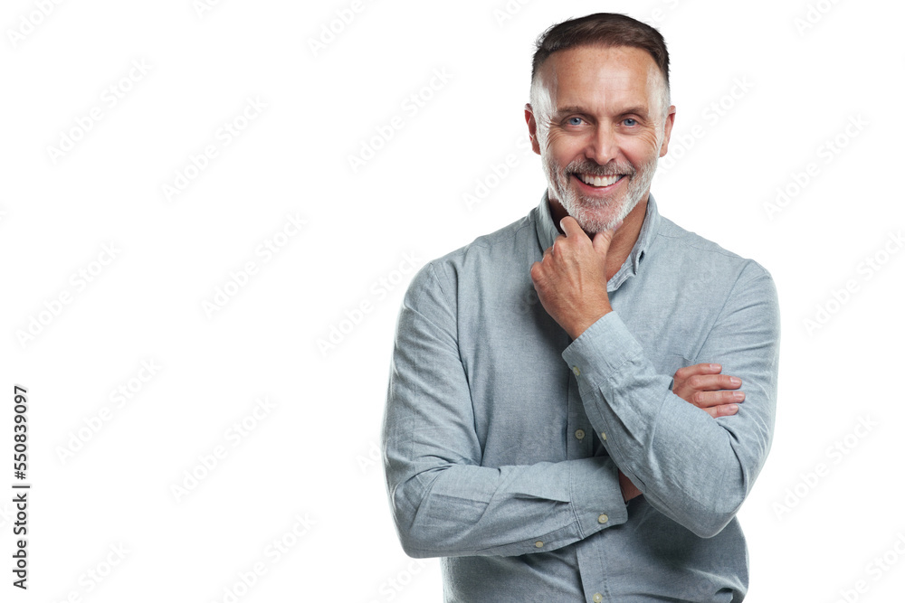 PNG studio portrait of a mature man looking thoughtful against a grey background PNG studio portrait of a mature man looking thoughtful against a grey background