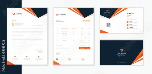 Corporate Stationery design bundle, business letterhead, invoice and business card design bundle collection