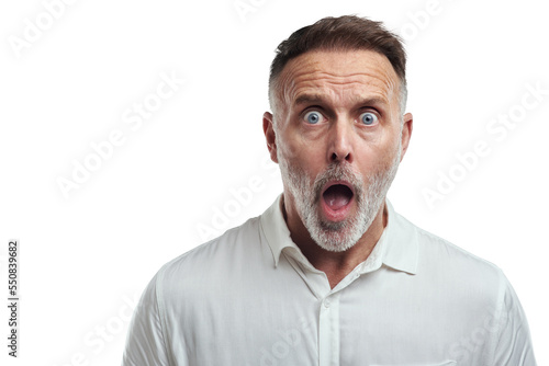 Фотография PNG studio portrait of a mature man looking surprised against a grey background