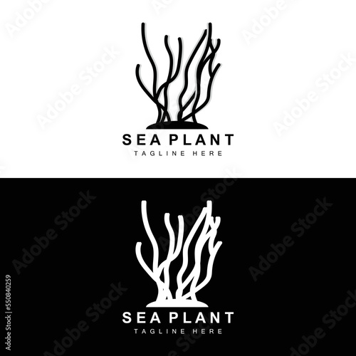 Seaweed Logo, Sea Plants Vector Design, Grocery And Nature Protection