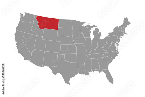Montana state map. Vector illustration.